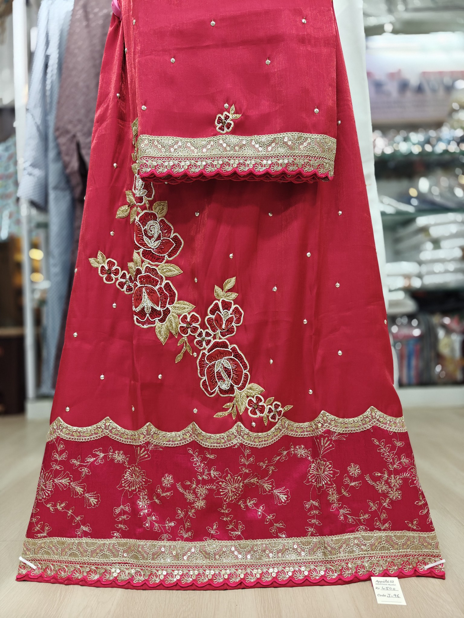  Flower Bunch Patch Hand Work Red Nikah Rida 